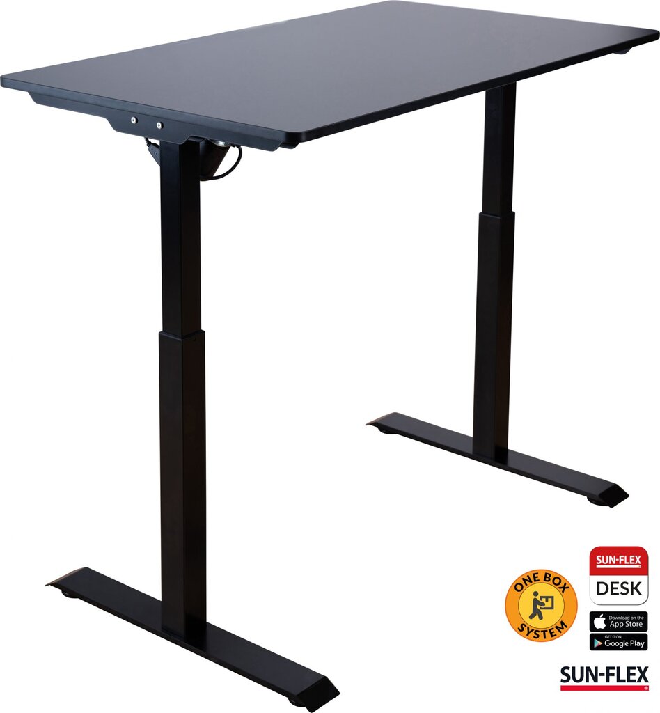 Reguliuojamo aukščio stalas SUN-FLEX®EASYDESK ELITE, elektrinis, vieno variklio, juodas rėmas, 120x60 cm juodas stalviršis kaina ir informacija | Kompiuteriniai, rašomieji stalai | pigu.lt