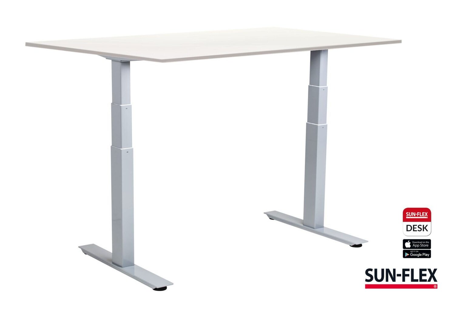 Reguliuojamo aukščio stalas SUN-FLEX®EASYDESK ADAPT, elektrinis, dviejų variklių, baltas rėmas, 140x80 cm, baltas stalviršis kaina ir informacija | Kompiuteriniai, rašomieji stalai | pigu.lt
