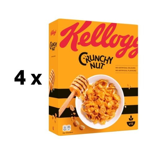 Dribsniai KELLOGG'S Crunchy Nut, 375g pakuotė 4 vnt. kaina ir informacija | Sausi pusryčiai | pigu.lt