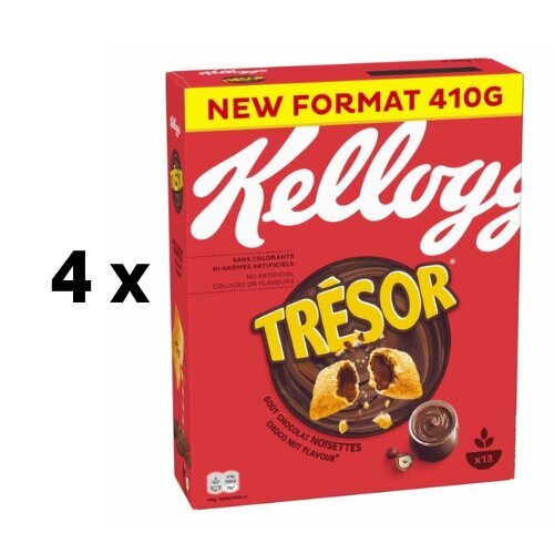 Dribsniai KELLOGG'S Tresor Choco Nut, 410g pakuotė 4 vnt. kaina ir informacija | Sausi pusryčiai | pigu.lt