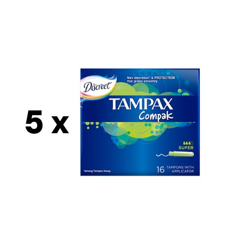 Tamponai TAMPAX Compak Super, 16 vnt. pakuotė 5 vnt. kaina ir informacija | Tamponai, higieniniai paketai, įklotai | pigu.lt