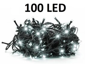 Kalėdinė girlianda su 100 LED šviesos diodų, lempučių, 8m, baltos spalvos kaina ir informacija | Girliandos | pigu.lt