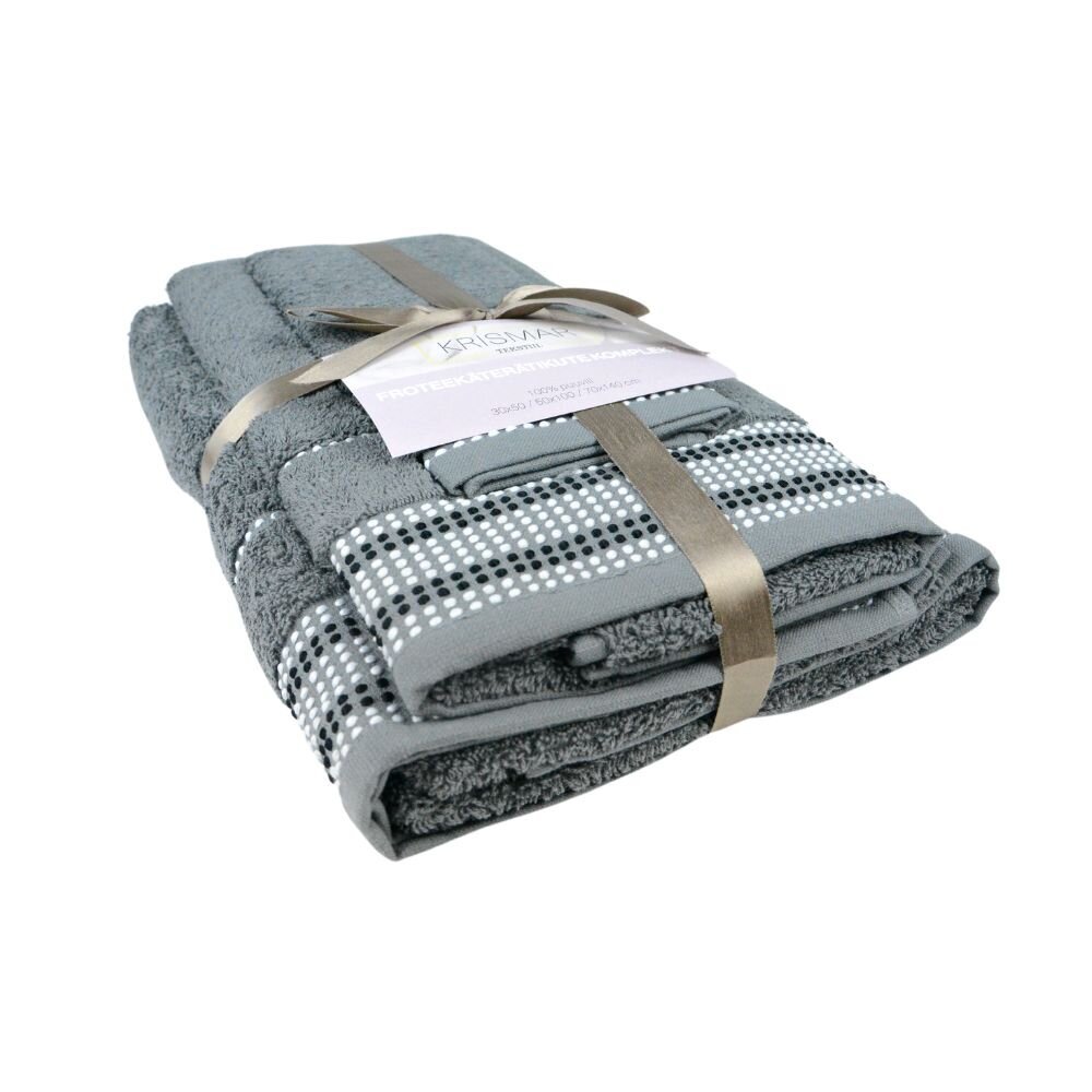 KrisMar Tekstiil rankšluosčių rinkinys Grey, 3 vnt. kaina ir informacija | Rankšluosčiai | pigu.lt