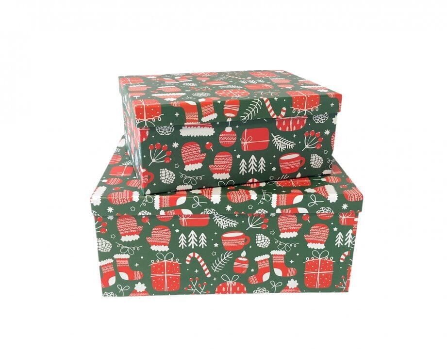 Dovanų dėžutė 27 x 20 x 11,5 cm, Nr5, spalva: žalia (438046) 6701 kaina ir informacija | Kalėdinės dekoracijos | pigu.lt