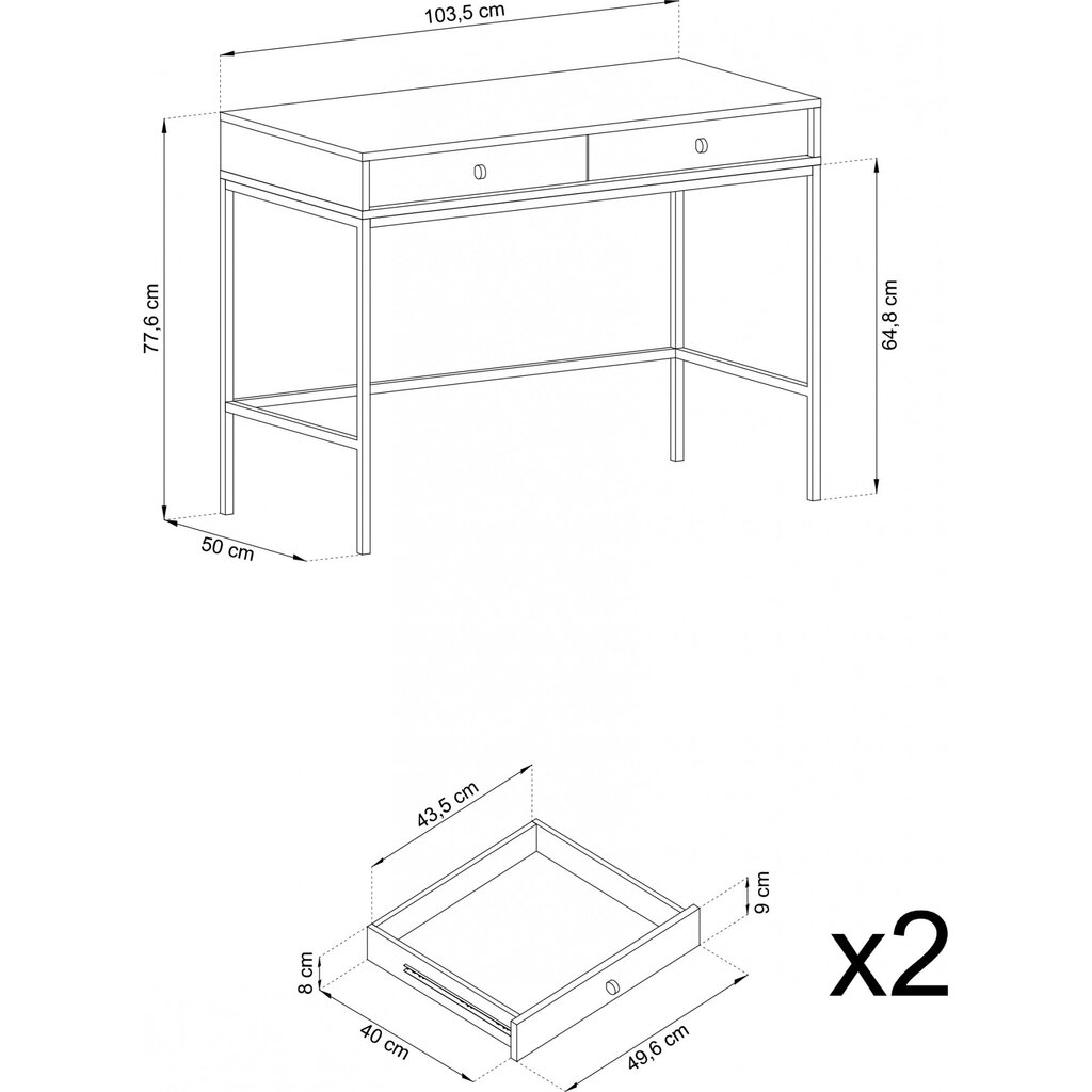 Kosmetinis staliukas AKL Furniture Mono MT104, mėlynas kaina ir informacija | Kosmetiniai staliukai | pigu.lt