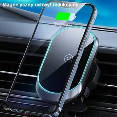 USAMS Uchwyt indukcyjny Magnetyczny Wireless Charging 15W do kratki went. czarny|black CD182ZJ01 (US-CD182) цена и информация | Зарядные устройства для телефонов | pigu.lt