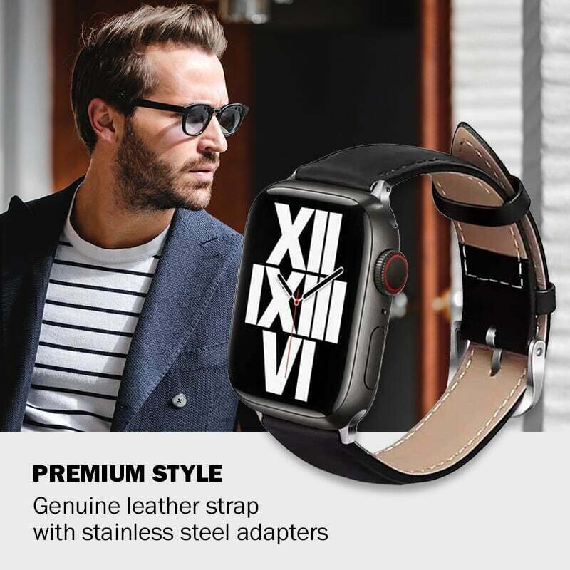 Crong Noble Band Leather Band Black цена и информация | Išmaniųjų laikrodžių ir apyrankių priedai | pigu.lt