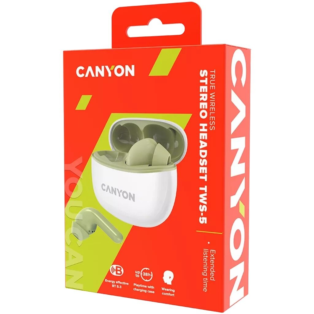 Canyon TWS-5 Olive CNS-TWS5GR kaina ir informacija | Ausinės | pigu.lt