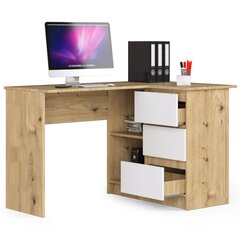 Письменный стол Akord B16 124, коричневый/белый цвет цена и информация | Компьютерные, письменные столы | pigu.lt