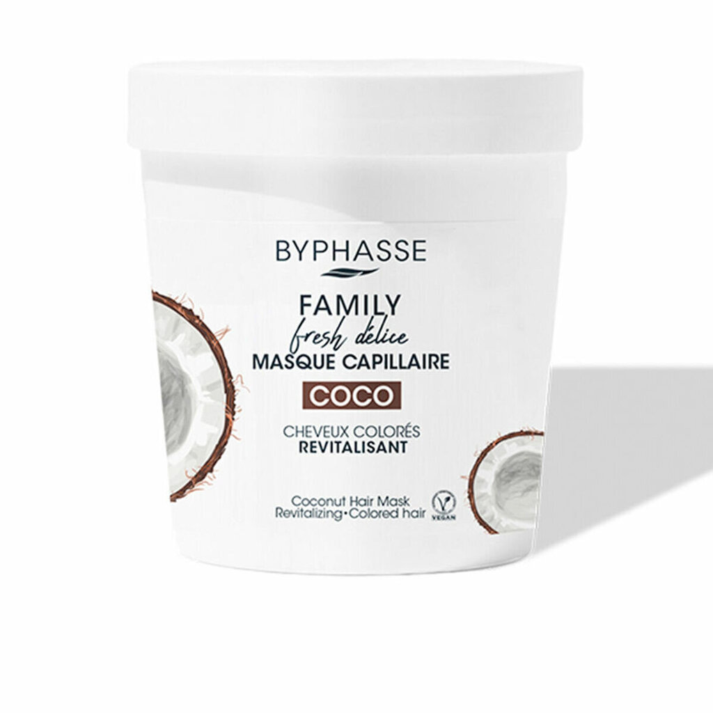 Plaukų kaukė Byphasse Family Fresh Delice Kokosas Dažytiems plaukams 250 ml цена и информация | Priemonės plaukų stiprinimui | pigu.lt