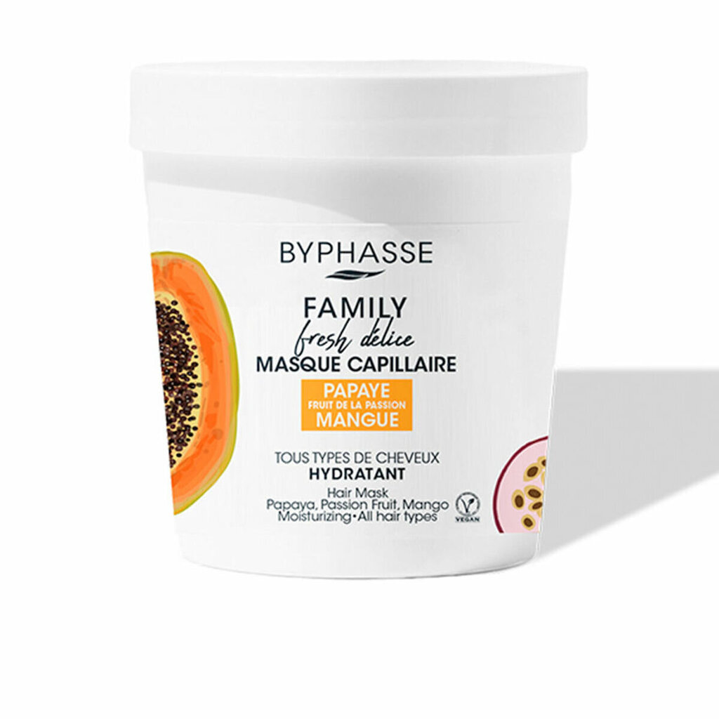 Drėkinanti plaukų kaukė Byphasse Family Fresh Delice Mango Pasifloro vaisius Papajos 250 ml kaina ir informacija | Priemonės plaukų stiprinimui | pigu.lt