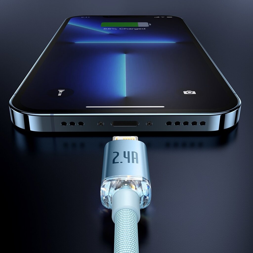 Baseus Crystal Shine Series USB - Lightning 2,4A 20W 2m (CAJY001203) цена и информация | Laidai telefonams | pigu.lt