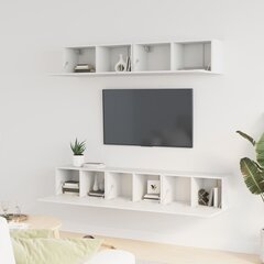 Televizoriaus spintelių komplektas, Mediena, 5 dalių, balta kaina ir informacija | TV staliukai | pigu.lt