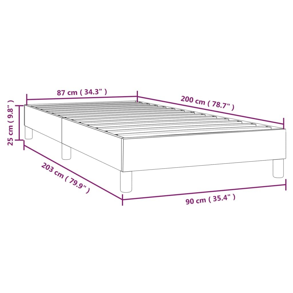 vidaXL Lovos rėmas su spyruoklėmis, juodas, 90x200cm, dirbtinė oda kaina ir informacija | Lovos | pigu.lt