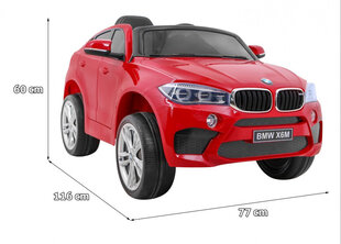 Vienvietis vaikiškas elektromobilis BMW X6M, raudonas lakuotas kaina ir informacija | Elektromobiliai vaikams | pigu.lt