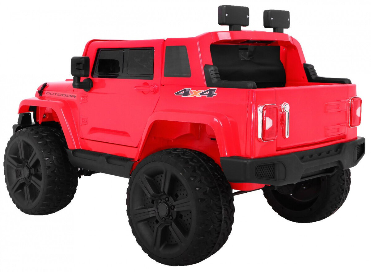 Dvivietis vaikiškas elektromobilis Mighty Jeep 4x4, raudonas kaina ir informacija | Elektromobiliai vaikams | pigu.lt