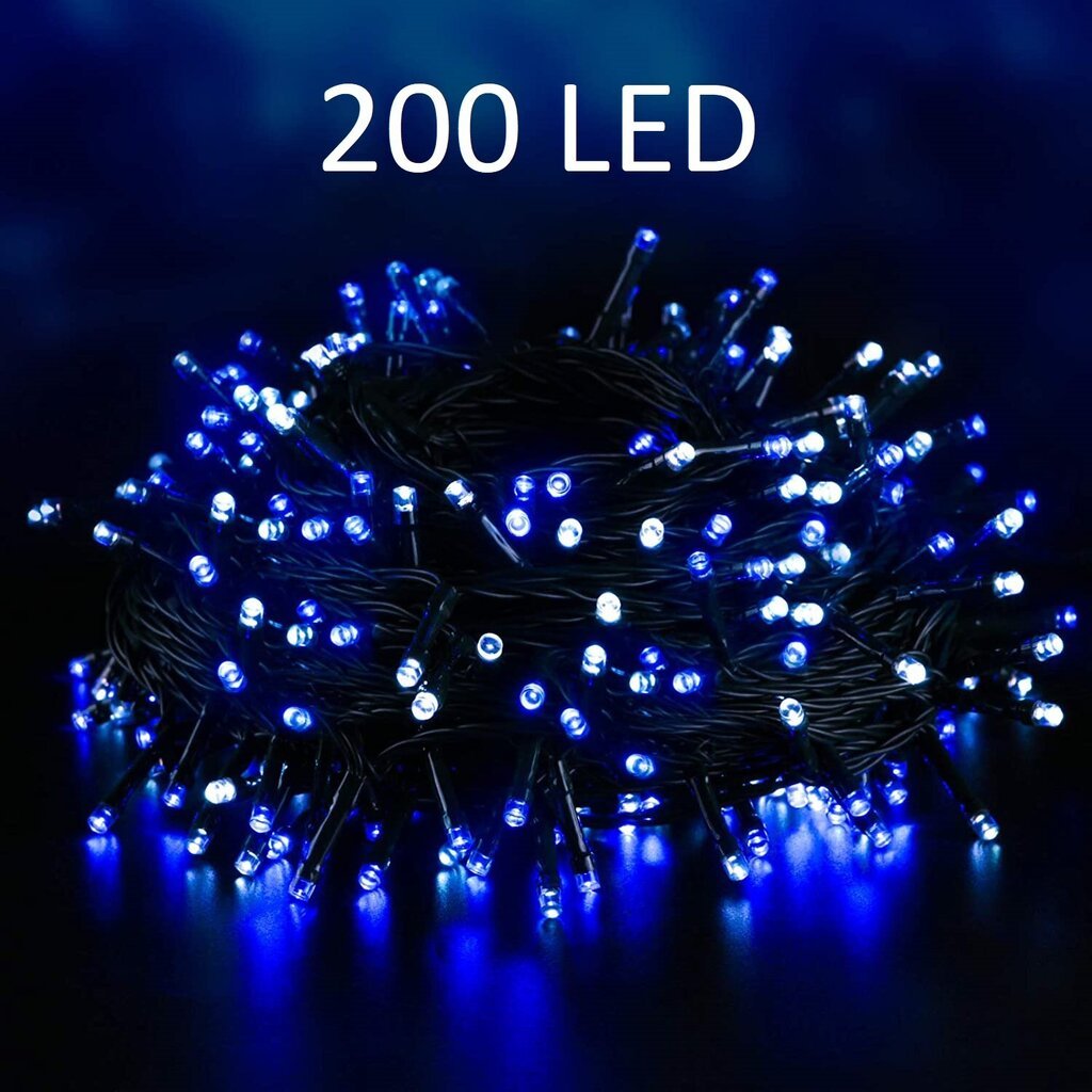 Kalėdinė girlianda su 200 LED šviesos diodų, lempučių, 15m, mėlynos spalvos цена и информация | Girliandos | pigu.lt