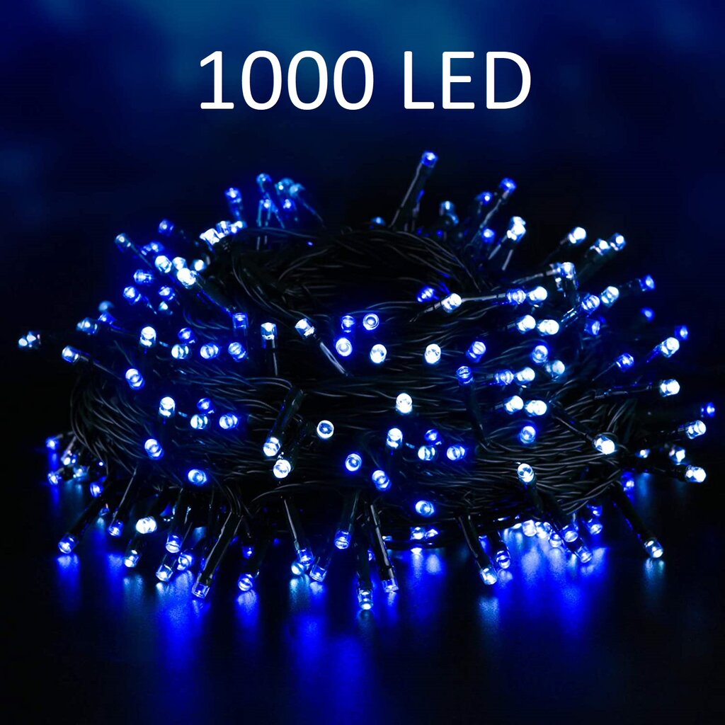 ART GOLD Kalėdinė lauko bei vidaus girlianda su 1000 LED šviesos diodų,  lempučių, 70m, mėlynos spalvos kaina | pigu.lt
