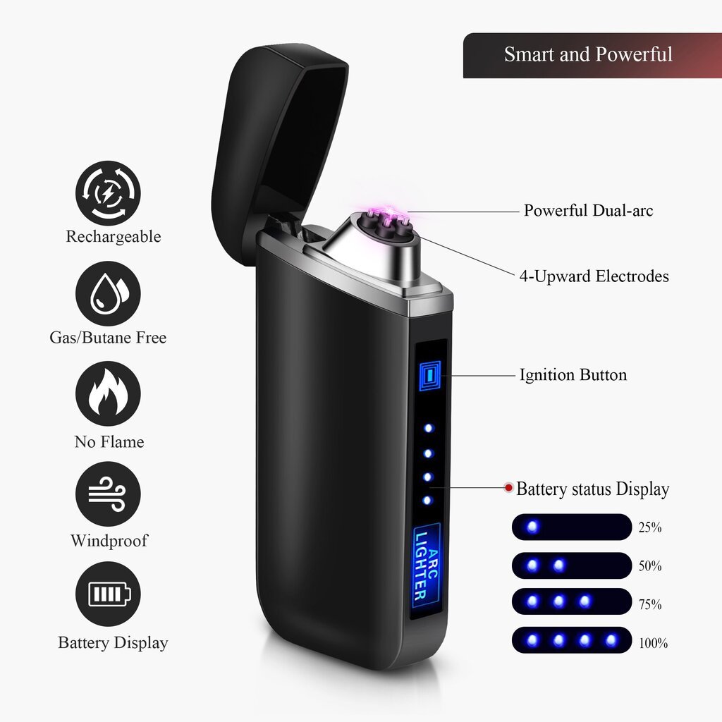 Modux Elektrinis USB Žiebtuvėlis Su Plazma Blue Satin kaina ir informacija | Žiebtuvėliai ir priedai | pigu.lt