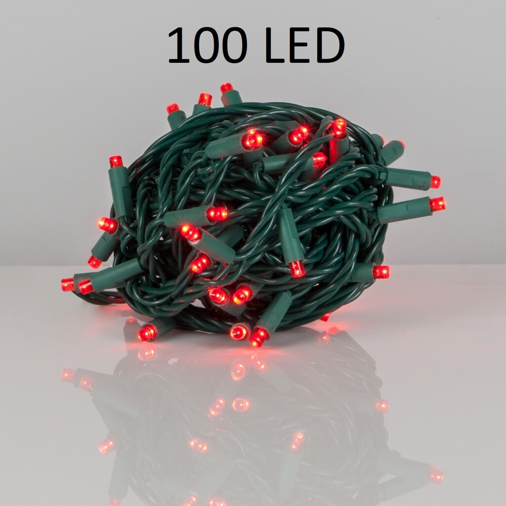 Kalėdinė girlianda su 100 LED šviesos diodų, lempučių, 8m, raudonos spalvos kaina ir informacija | Girliandos | pigu.lt