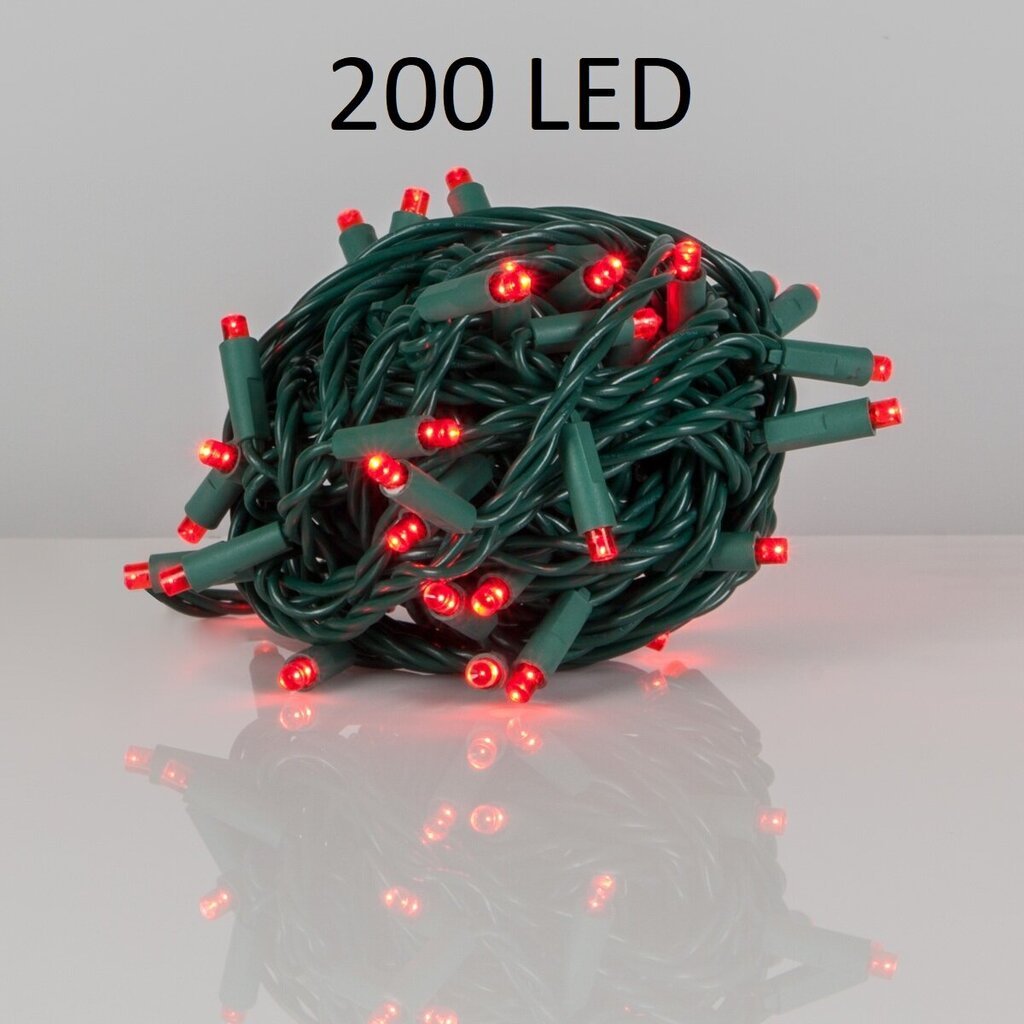 Kalėdinė girlianda su 200 LED šviesos diodų, lempučių, 15m, raudonos spalvos kaina ir informacija | Girliandos | pigu.lt