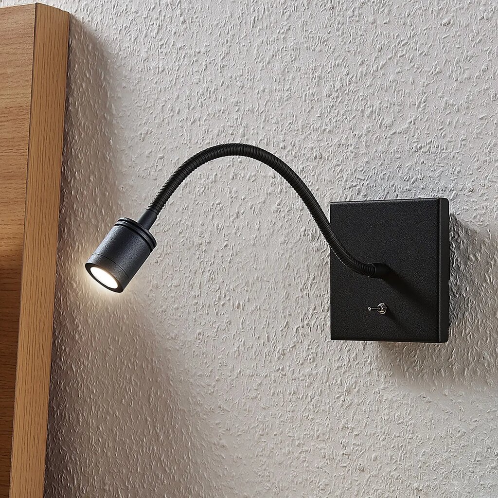 Mayar LED sieninis skaitymo šviestuvas su lanksčia rankena, juodas kaina ir informacija | Sieniniai šviestuvai | pigu.lt