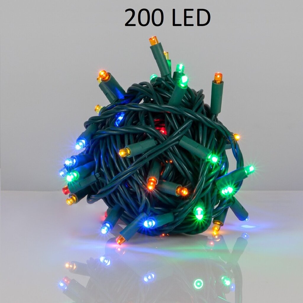 Kalėdinė girlianda su 200 LED šviesos diodų, lempučių, 15m, įvairiaspalvė, miksas kaina ir informacija | Girliandos | pigu.lt