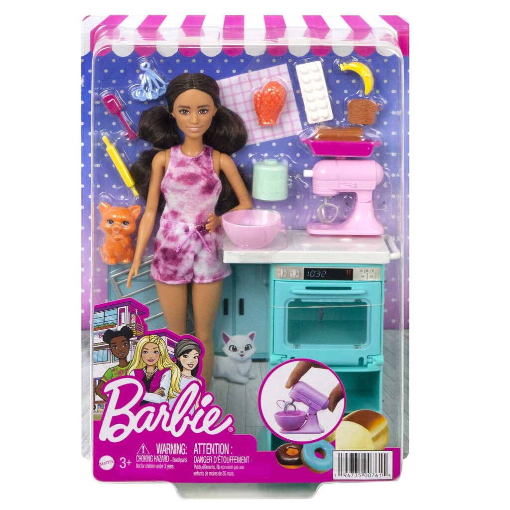 Lėlė Barbie su virtuvės rinkiniu, gyvūnėliu ir kitais priedais kaina ir informacija | Žaislai mergaitėms | pigu.lt