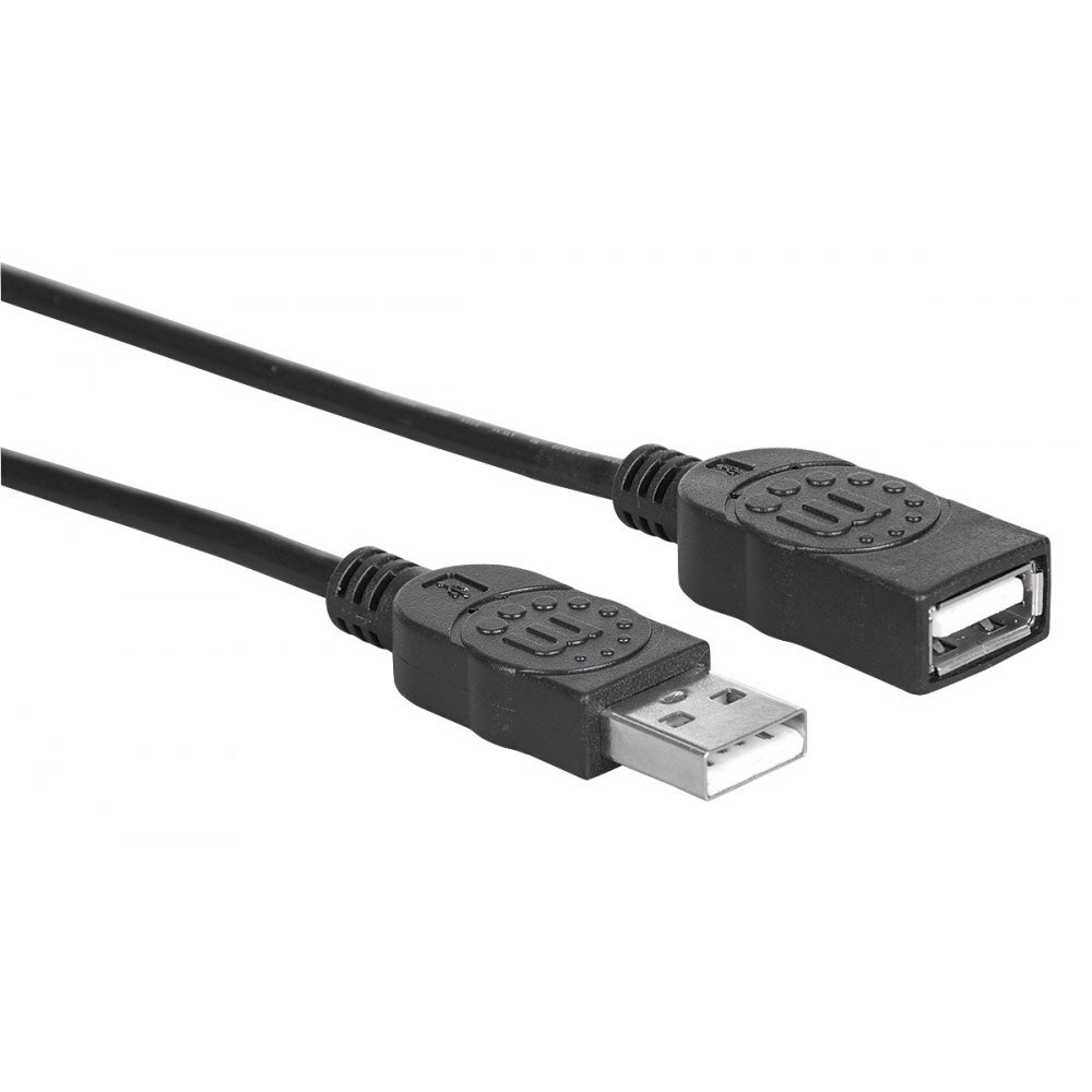 Kabelis ilgintuvas Manhattan Hi Speed USB 2.0 AM-AF 3m juodas kaina ir informacija | Kabeliai ir laidai | pigu.lt