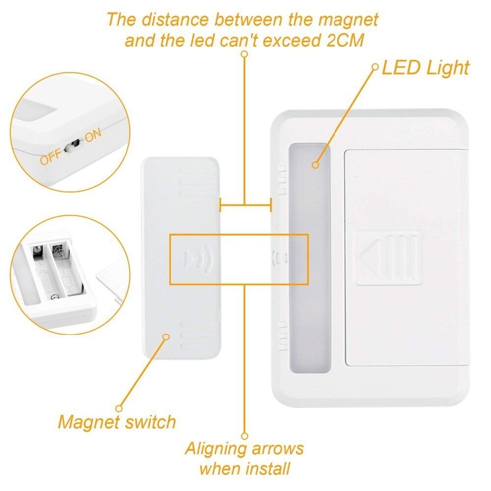 Lempa Techly 0,5W LED spintelių stalčiams su magnetiniu jungikliu цена и информация | Įmontuojami šviestuvai, LED panelės | pigu.lt