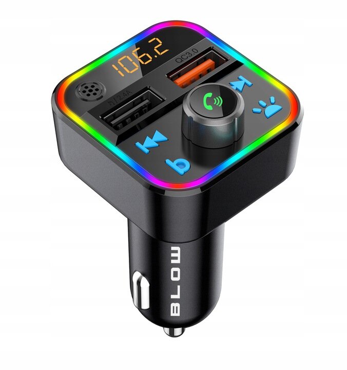 Bluetooth FM siųstuvas QC RGB įkroviklis, laisvų rankų funkciją kaina ir informacija | FM moduliatoriai | pigu.lt