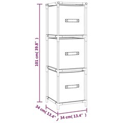 Spintelė daiktams su 3 stalčiais, Plienas, 34x34x101cm, pilka цена и информация | Шкафчики в гостиную | pigu.lt