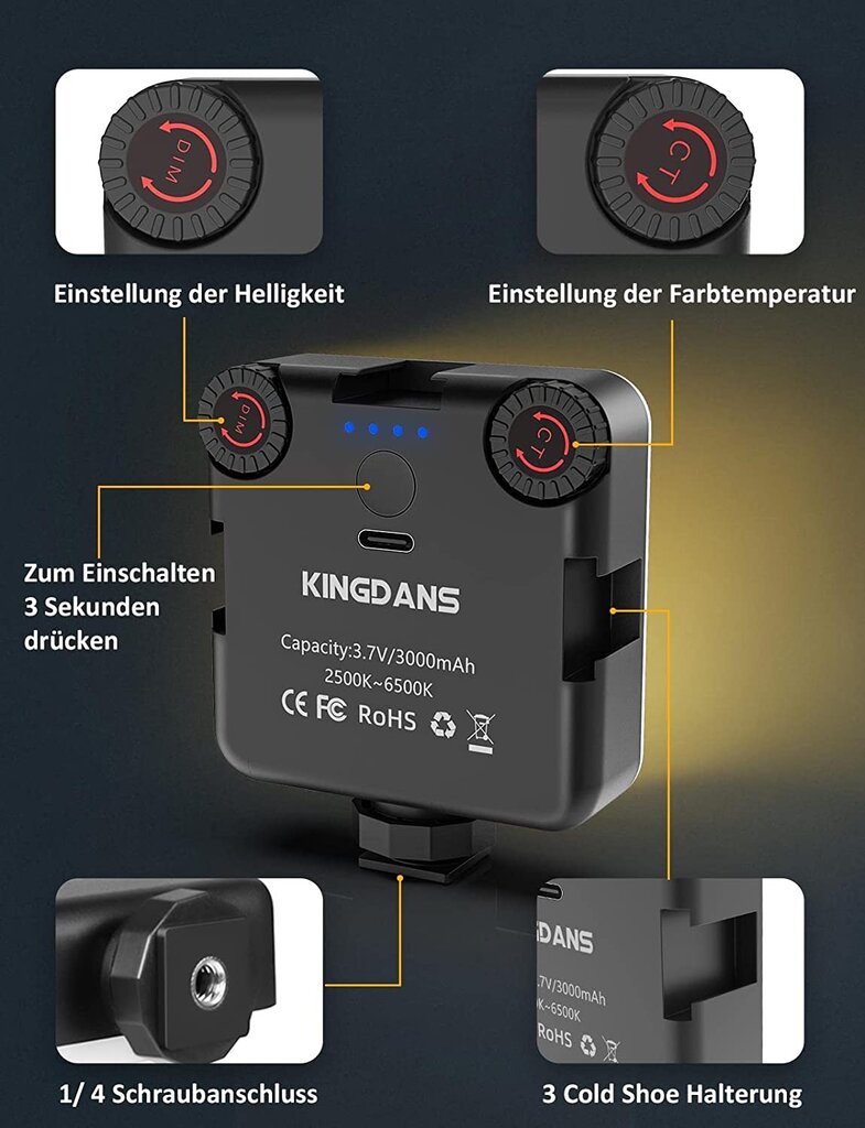 KINGDANS ALD81 LED kameros lempa kaina ir informacija | Priedai vaizdo kameroms | pigu.lt
