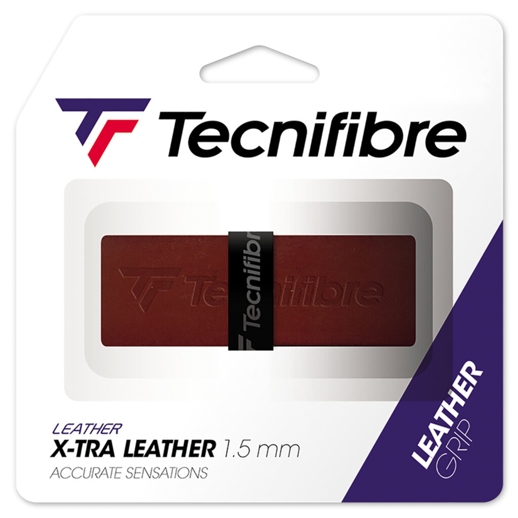 Teniso raketės apvija Tecnifibre X-TRA LEATHER, 1.5mm, Ruda kaina ir informacija | Lauko teniso prekės | pigu.lt