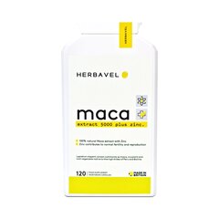 Maisto papildas Herbavel Maca Extract plus Zinc, 120 kapsulių kaina ir informacija | Vitaminai, maisto papildai, preparatai gerai savijautai | pigu.lt