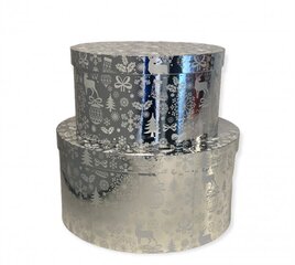 Круглая подарочная коробка Ø 24.5 х 13.8 см, Nr6, цвет: серебро (438220) 7531 цена и информация | Рождественские украшения | pigu.lt