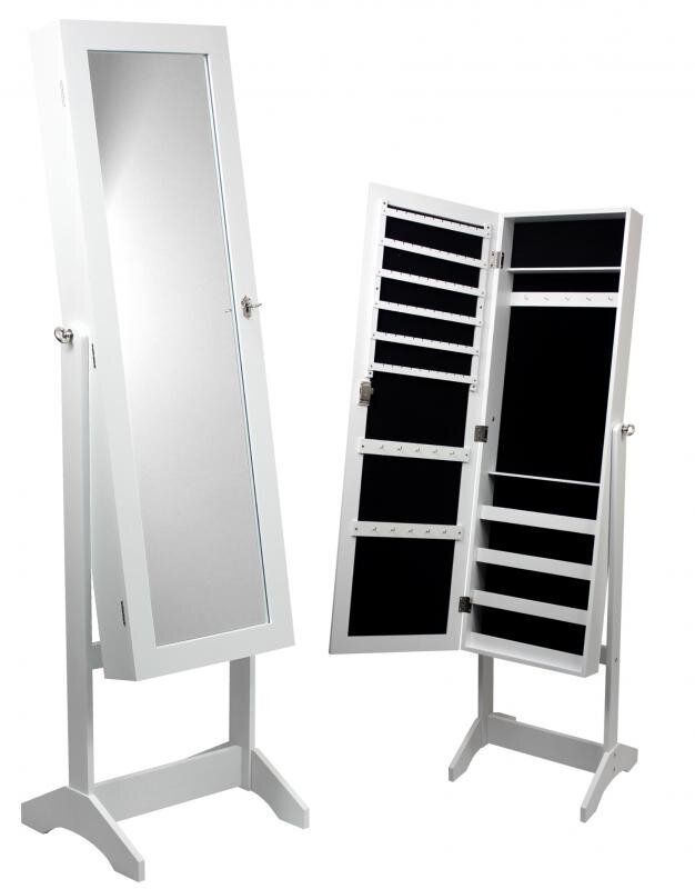 Pastatomas veidrodis - papuošalų spintelė Gabi, balta kaina ir informacija | Veidrodžiai | pigu.lt