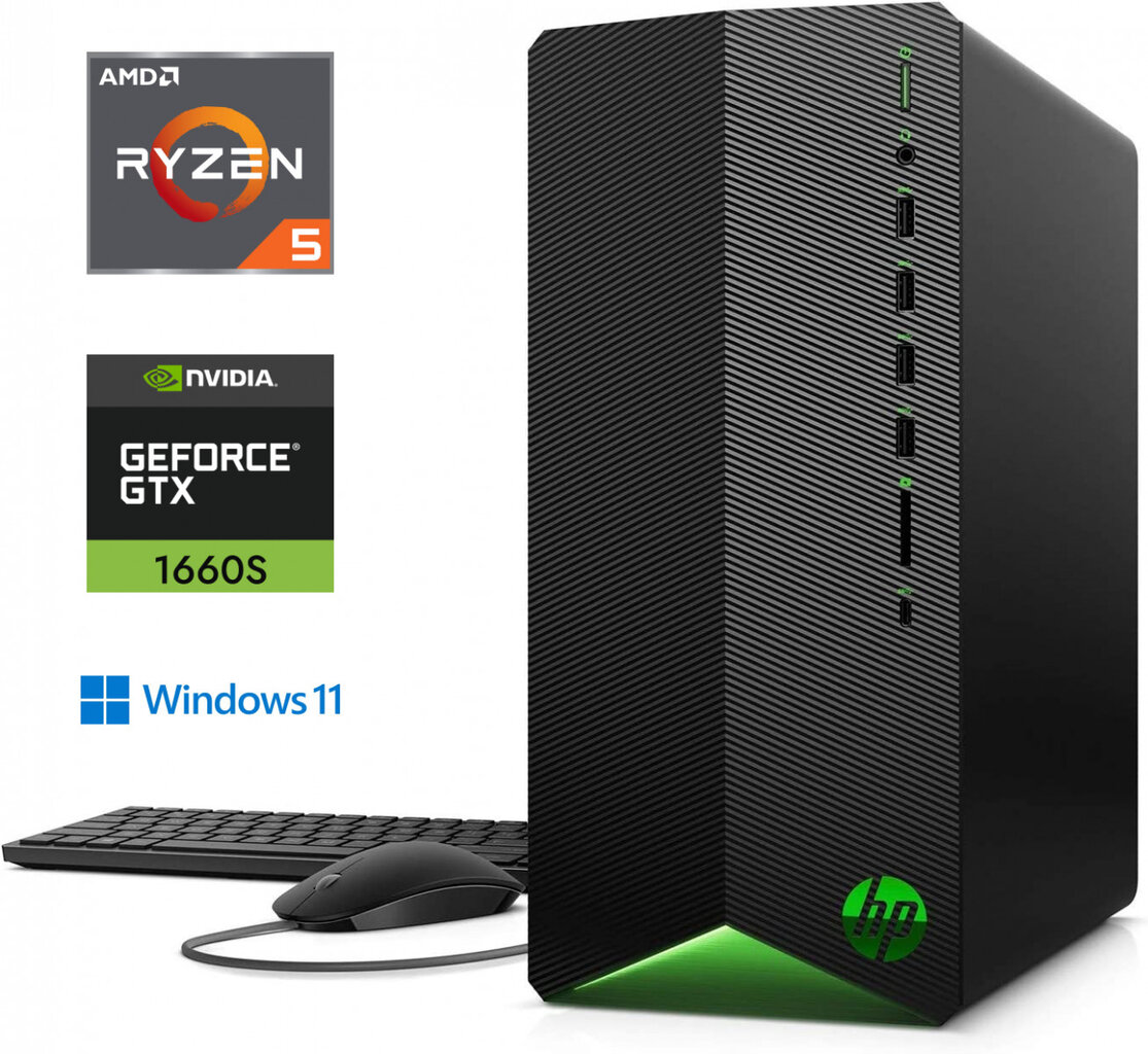 Pavilion Gaming Ryzen 5-4600G 8GB 512GB SSD GTX 1660 SUPER 6GB Windows 11 kaina ir informacija | Stacionarūs kompiuteriai | pigu.lt