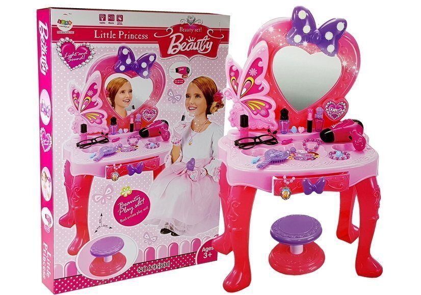 Tualetinis staliukas mergaitei su veidrodžiu Lean Toys цена и информация | Žaislai mergaitėms | pigu.lt