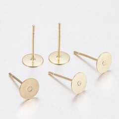Adatėlės auskarams nerūdijančio plieno su disku aukso spalvos 8mm 2 poros kaina ir informacija | Smeigtukai, adatėlės, žiogeliai | pigu.lt