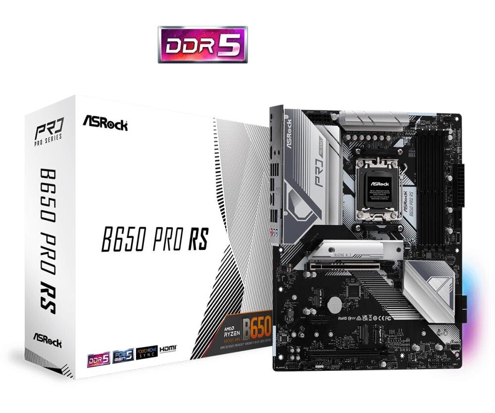 Asrock B650 PRO RS AMD B650 AM5 ATX DDR5 kaina ir informacija | Pagrindinės plokštės | pigu.lt