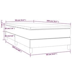 vidaXL Lova su spyruoklėmis ir čiužiniu, mėlyna,90x200 cm, aksomas kaina ir informacija | Lovos | pigu.lt