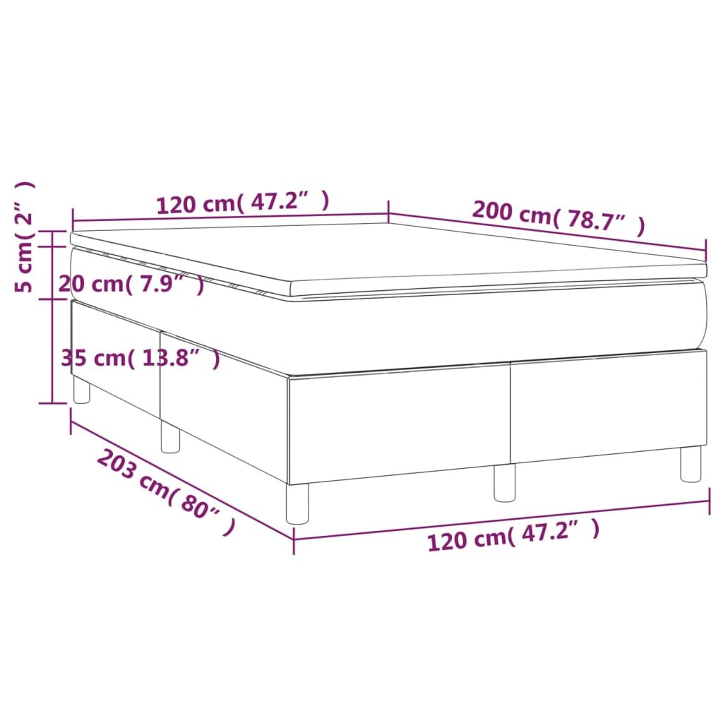 vidaXL Lova su spyruoklėmis ir čiužiniu, pilka, 120x200cm, audinys kaina ir informacija | Lovos | pigu.lt