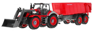 Nuotoliniu būdu valdomas traktorius su priekaba, raudonas kaina ir informacija | Žaislai berniukams | pigu.lt