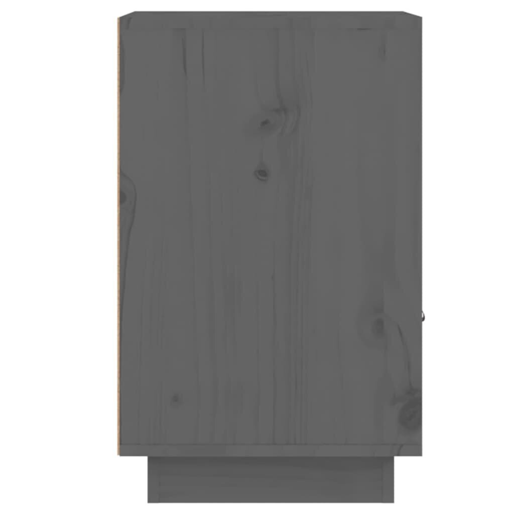 Naktinė spintelė, Pušies medienos masyvas, 40x34x55cm, pilka kaina ir informacija | Spintelės prie lovos | pigu.lt