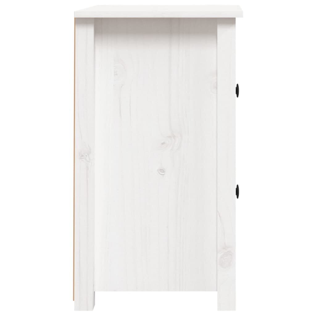 Naktinė spintelė, balta, 40x35x61,5cm, pušies medienos masyvas kaina ir informacija | Spintelės prie lovos | pigu.lt