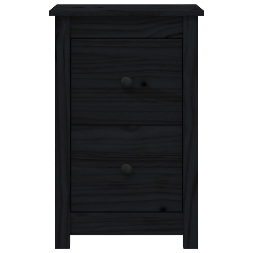 Naktinė spintelė, juoda, 40x35x61,5cm, pušies medienos masyvas kaina ir informacija | Spintelės prie lovos | pigu.lt