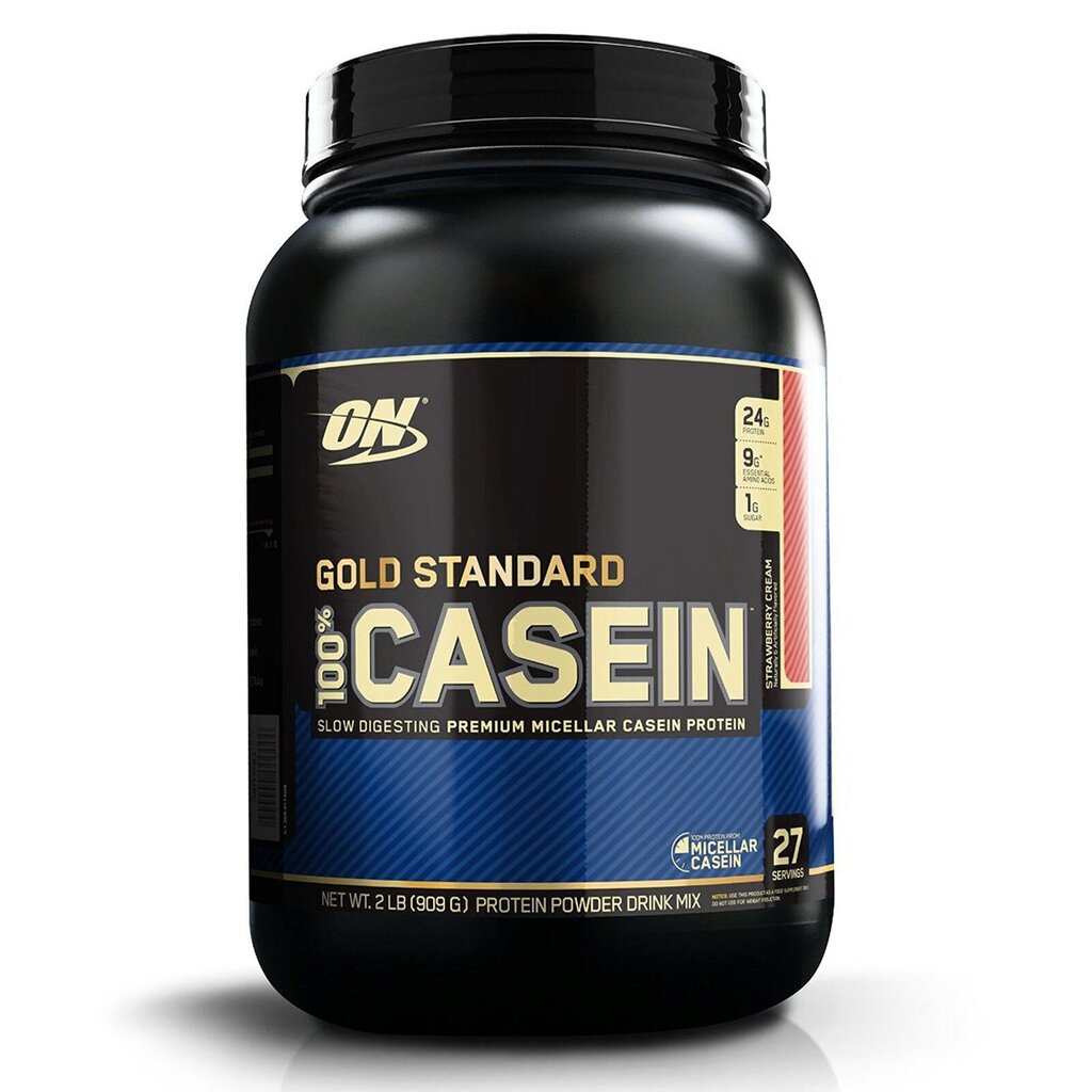 Baltymų milteliai Optimum Nutrition Casein 100% Strawberry, 909 g kaina ir informacija | Baltymai | pigu.lt