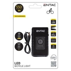 Аккумуляторный велосипедный фонарь Entac 8W USB 550Lm цена и информация | Велосипедные фонари, отражатели | pigu.lt