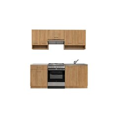 Virtuvinių spintelių komplektas Laxy, rudas kaina ir informacija | Virtuvės baldų komplektai | pigu.lt